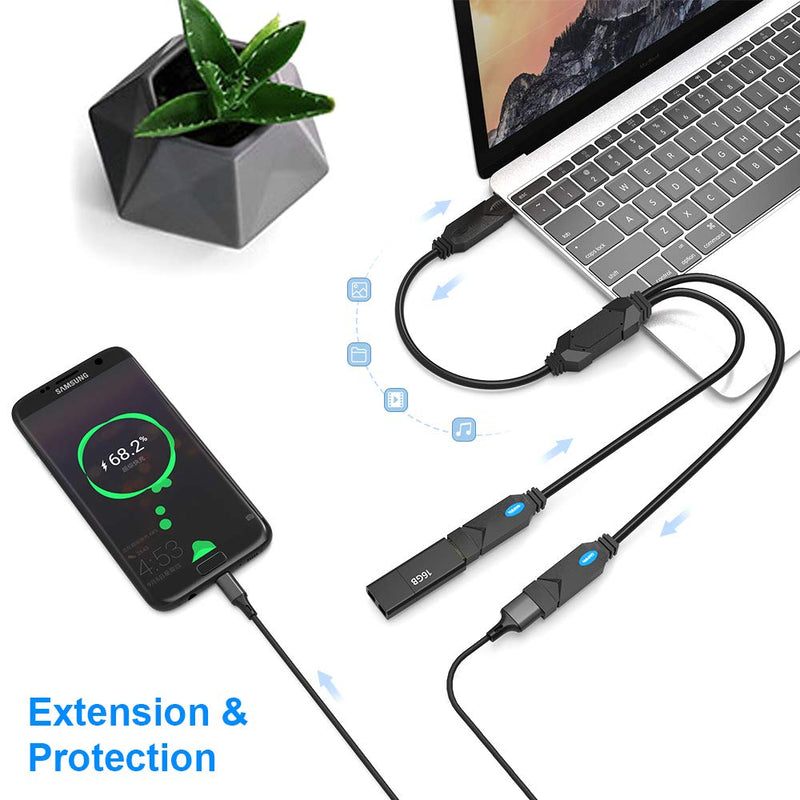  [AUSTRALIA] - USB Splitter, Onvian USB Hub 1 Male to 2 Female Adapter, USB 2.0 Extension Data Power Cable, USB Splitter for Car, Laptop, Charging, Etc