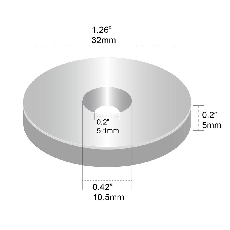  [AUSTRALIA] - DIYMAG Neodymium Magnets with Hole,30LB Pulling Force Strong Permanent Rare Earth Countersunk Hole Magnet with 10 Screws for Refrigerator,Cruise,Curtain,DIY,Science-1.26 inch x 0.2 inch, Pack of 10 32x5-10