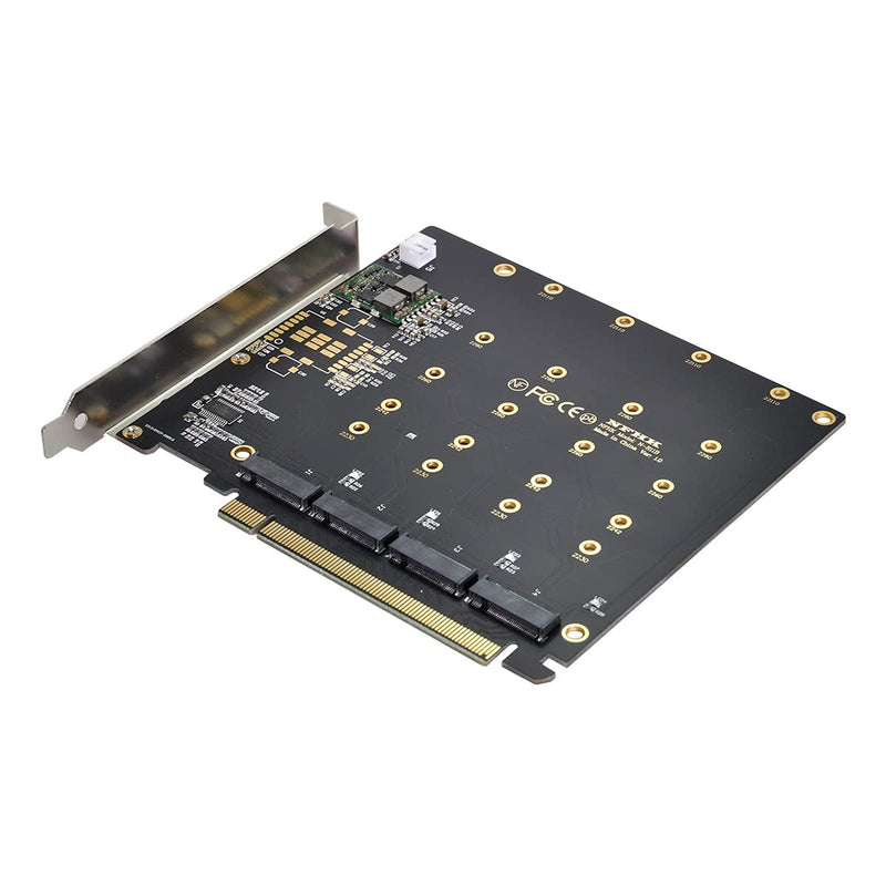  [AUSTRALIA] - Xiwai 4X NVME M.2 AHCI to PCI-E Express 3.0 Gen3 X16 Raid Card with Fan VROC Raid0 Hyper Adapter Black 4xSSD+FAN