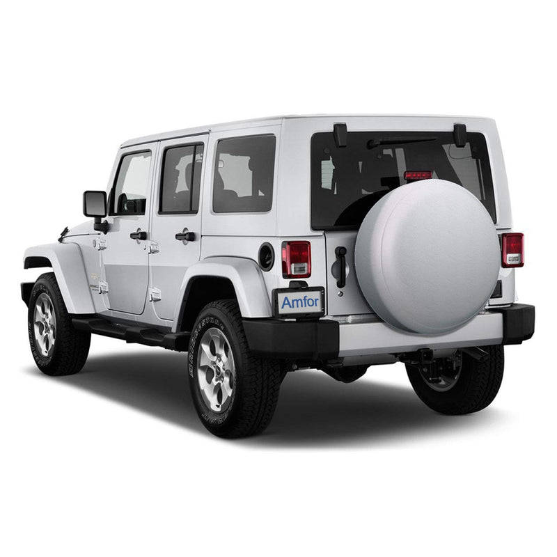 AmFor Spare Tire Cover, Universal Fit for Jeep, Trailer, RV, SUV, Truck and Many Vehicle, Wheel Diameter 28" - 30", Weatherproof Tire Protectors (White) White 15 inch for Tire Φ 28"-29" - LeoForward Australia