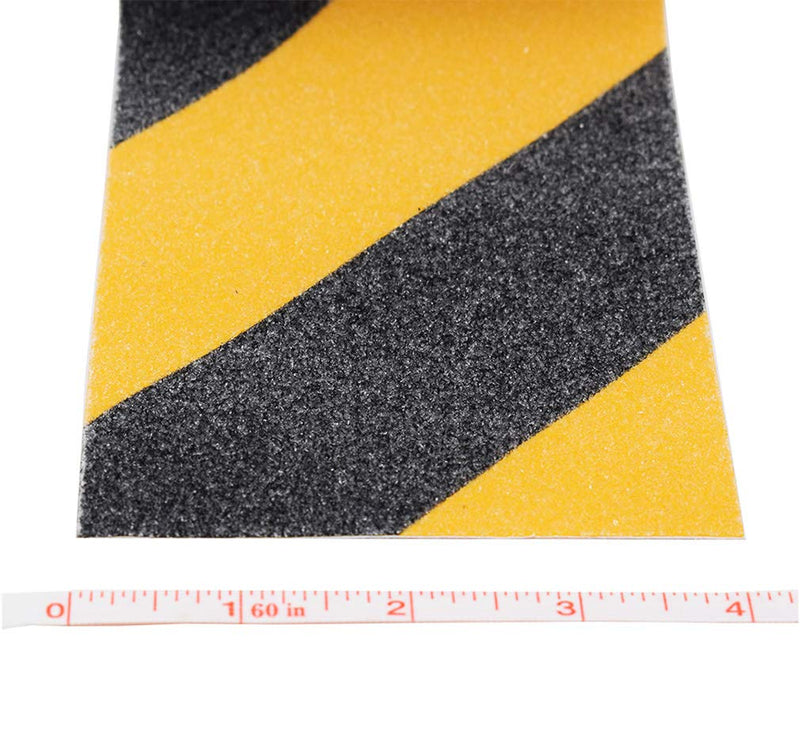  [AUSTRALIA] - Anti Slip Tape, High Traction,Strong Grip Abrasive, Not Easy Leaving Adhesive Residue, Indoor & Outdoor (4" Width x 190" Long, Black/Yellow) 4" Width x 190" Long