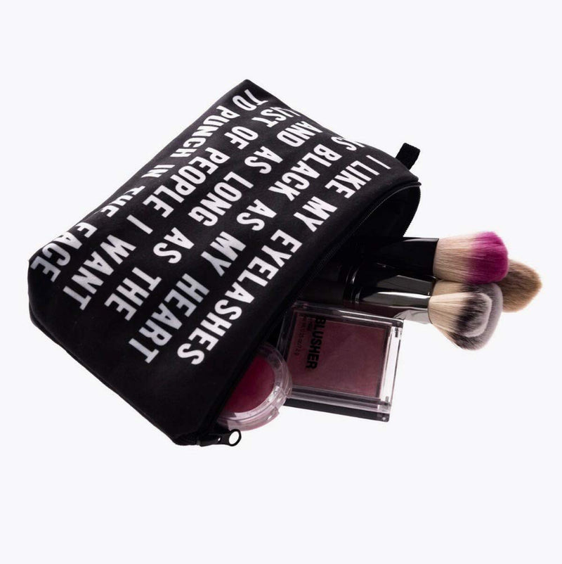 I Like My Eyelashes As Black As My Heart - Funny Mascara Makeup Bag With Saying For Women Cosmetics Toiletry and Travel Cute Eyelash Gifts - LeoForward Australia