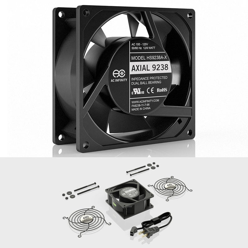  [AUSTRALIA] - AC Infinity AXIAL 9238, Muffin Fan, 120V AC 92mm x 38mm High Speed, for DIY Cooling Ventilation Exhaust Projects