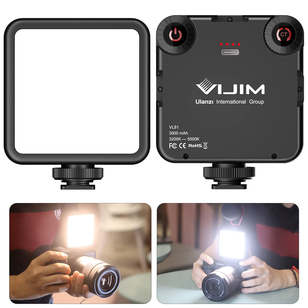  [AUSTRALIA] - VL-81 LED Video Light w Softbox, Portable Light for Photography Cold Shoe On-Camera Video Lights CRI95+ 3200K-5600K Bi-Color 3000mAh Rechargeable Dimmable Vlog Light for DSLR Camera Camcorder Gopro