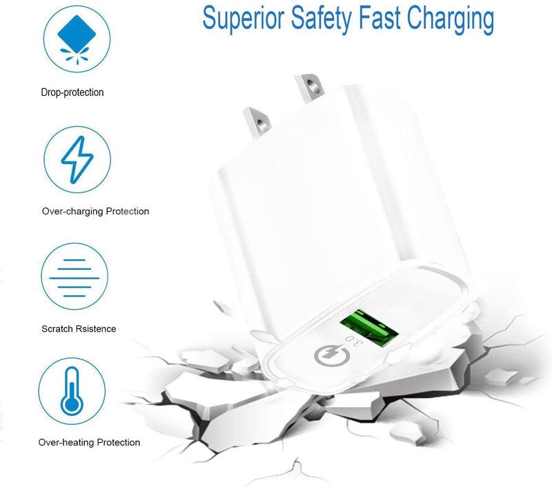  [AUSTRALIA] - 18W Fast Charger for Samsung Galaxy A32 A14 A02S S22 S20 S21 Plus Ultra 5G,A50 A20 A10E A12,Tab A 10.5 2018/10.1 2019/S4 S5e S6,Quick Charge 3.0 Power Adapter Plug/Phone Charging Block+6FT USB C Cable