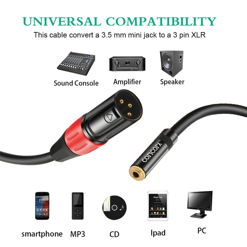  [AUSTRALIA] - COLICOLY 3.5mm Female to XLR Male Balanced Audio Converter Cable Adapter - 1ft