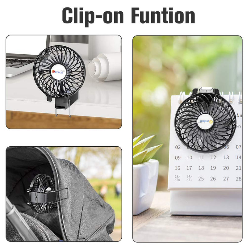  [AUSTRALIA] - VersionTECH. Mini Handheld Fan, USB Desk Fan, Small Personal Portable Table Fan with USB Rechargeable Battery Operated Cooling Folding Electric Fan for Travel Office Room Household Black