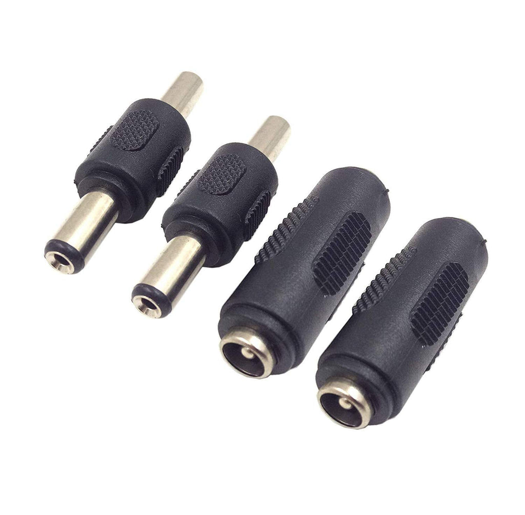  [AUSTRALIA] - Qaoquda DC 5.5 x 2.1mm Power Adapter, (2 Pairs) DC Power 5.5mm x 2.1mm Female to Female Coupler, Male to Male Coupler, for LED/CCTV Camera