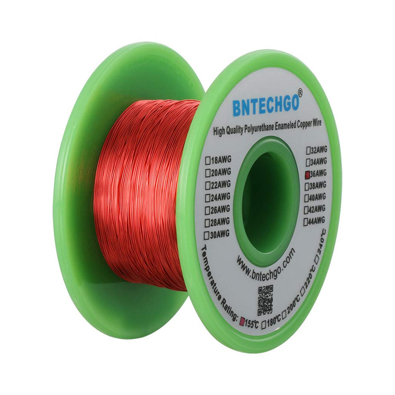  [AUSTRALIA] - BNTECHGO 36 AWG Magnet Wire - Enameled Copper Wire - Enameled Magnet Winding Wire - 4 oz - 0.0049" Diameter 1 Spool Coil Red Temperature Rating 155℃ Widely Used for Transformers Inductors 36 gauge enameled magnet wire 4 oz red 4 oz