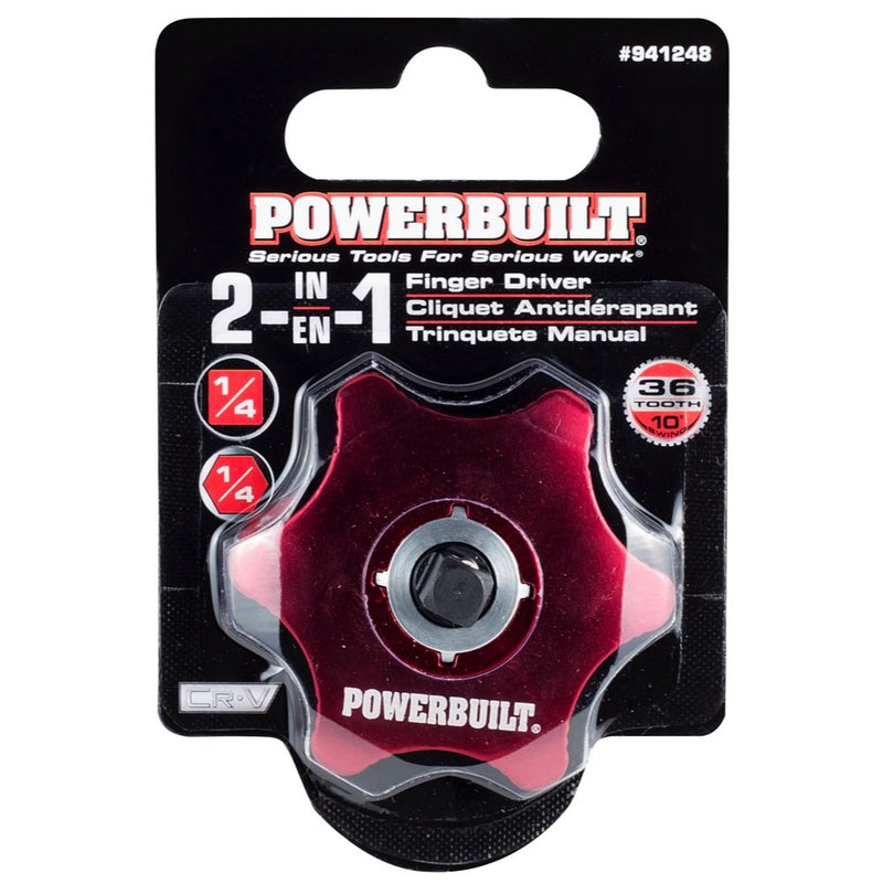 Powerbuilt 1/4-Inch Drive 2 in 1 Thumb Ratchet & Bits Driver, Finger Ratchet,Red,941248 - LeoForward Australia