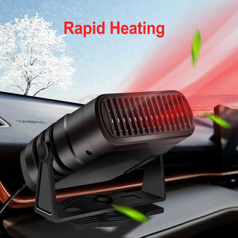  [AUSTRALIA] - Car Heater Defroster, 2 in 1 Auto Car Windshield Heater Cooling Fan Plug into Cigarette Lighter 12V 120W Auto Defogger 360° Rotatable Fast Heating Quickly Defrost