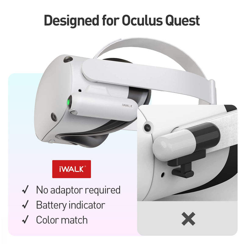  [AUSTRALIA] - iWALK Linkpod Play Battery Pack Specially Designed for Oculus Quest 2, 4500mAh Extended Power Accessories for VR Headset,Lightweight Head Strap Power Bank Compatible with Meta Quest 2 and Quest,White