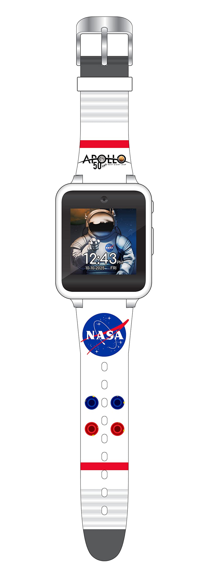  [AUSTRALIA] - Accutime Kids NASA Astronaut White Educational Learning Touchscreen Smart Watch Toy for Boys, Girls, Toddlers - Selfie Cam, Learning Games, Alarm, Calculator, Pedometer and More (Model: NAS4011AZ)