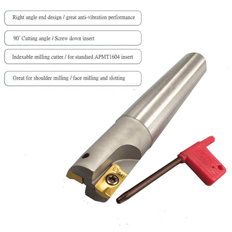 GBJ 90 Degree Indexable Right Angle End Mill Holder BAP400R C25-25-150 Milling Cutter Arbor with APMT1604PDER Carbide Inserts Machining Steel Parts Iron Shoulder milling Face milling Slotting - LeoForward Australia