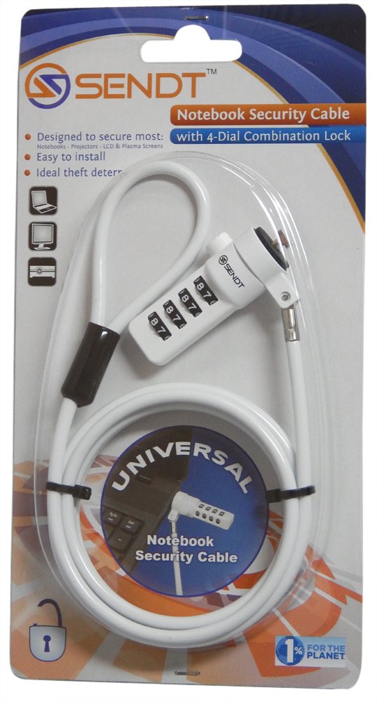  [AUSTRALIA] - Sendt White Notebook/Laptop Combination Lock Security Cable