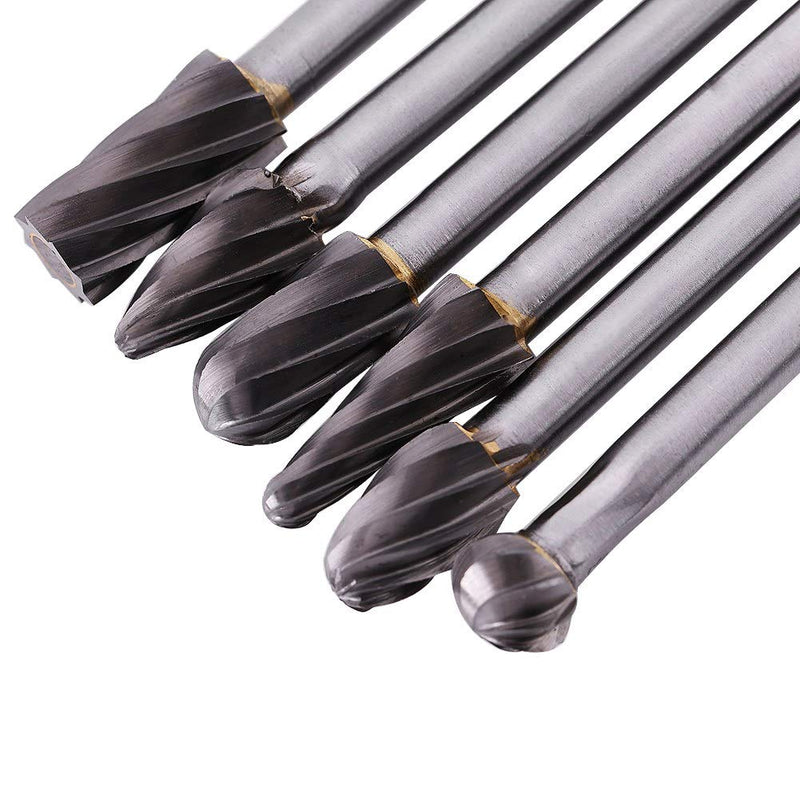 6pcs 6mm Shank Tungsten Carbide Rotary Files Burr Set Point Burrs Die Grinder Aluminum 10mm Head - LeoForward Australia