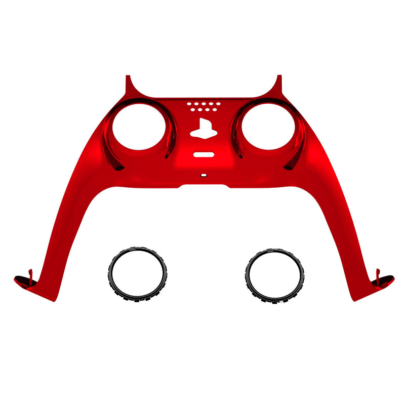 eXtremeRate Chrome Red Glossy Decorative Trim Shell for PS5 Controller, DIY Replacement Clip Shell, Custom Plates Cover for Playstation 5 Controller w/Accent Rings - Controller NOT Included - LeoForward Australia