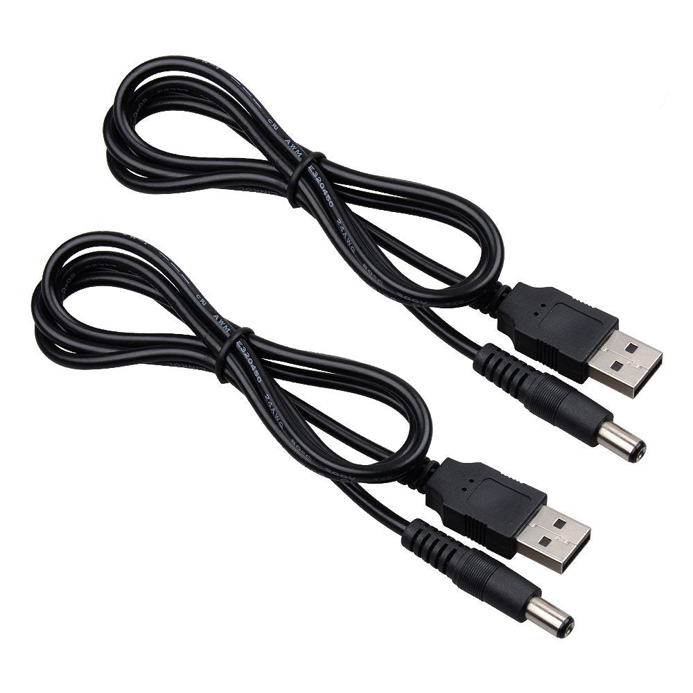 [AUSTRALIA] - Onite 2pcs USB to DC 5.5x2.1mm Power Cable, 20AWG 3.3ft Barrel Jack Center Pin Positive Charger Cord for Led and Peripheral Products, Toys, Small Household Appliances (Data Transfer is Not Supported)