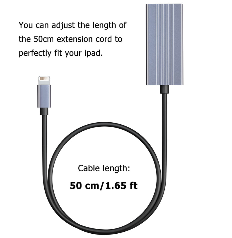  [AUSTRALIA] - Lightning to Ethernet Adapter[Apple MFi Certified], IVSHOWCO iPhone iPad to RJ45 Ethernet LAN Network Adapter with Charging Port, 100Mbps High Speed,Plug and Play(1.65Ft)
