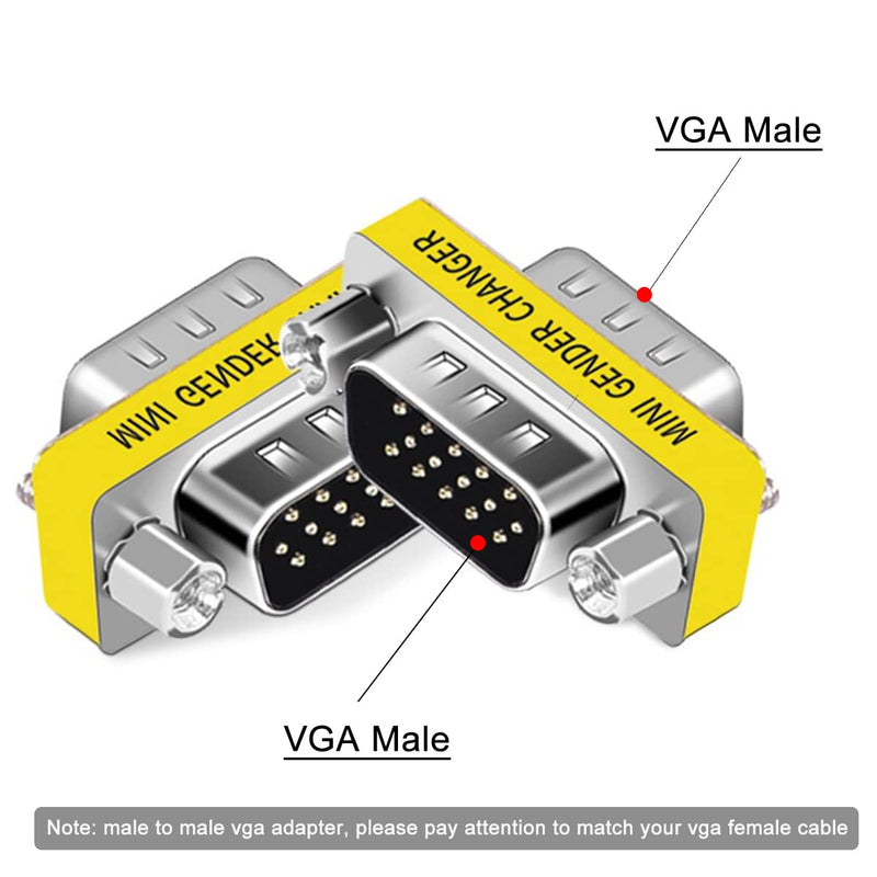  [AUSTRALIA] - VGA Coupler Male Connector 2-Pack, UV-CABLE HD15 VGA/SVGA KVM Male to Male Gender with Gold-Plated 3cm vga male to male