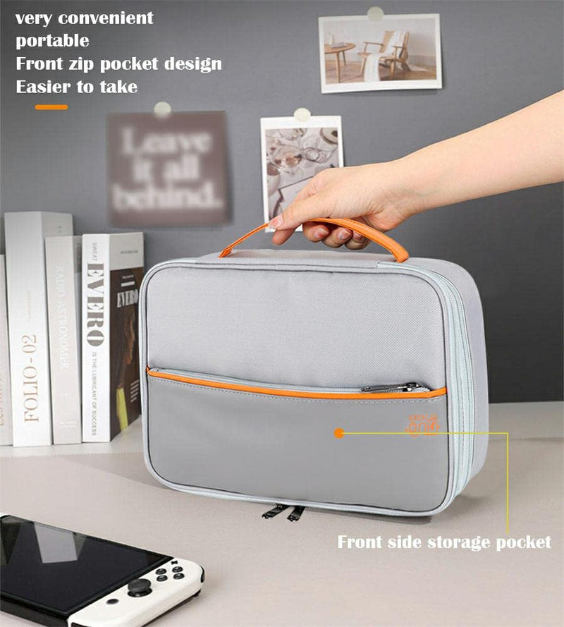 [AUSTRALIA] - Electronic Tech Organizer Travel Case , Travel Data Cable/Cord Organizer Bag& Case,With Double-Layer Multiple Partition Spaces,Electronics Accessories Organizer Bag for Ipad and Charger (Grey) Grey