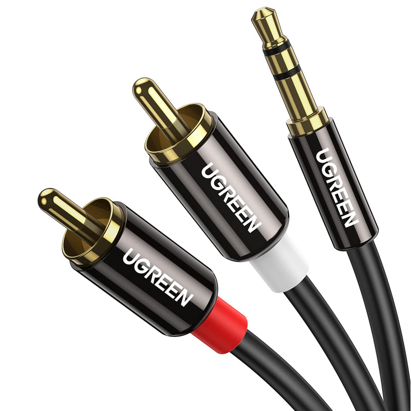  [AUSTRALIA] - UGREEN 3.5mm to RCA Cable, 6FT RCA Male to Aux Audio Adapter HiFi Sound Headphone Jack Adapter Metal Shell RCA Y Splitter RCA Auxiliary Cord 1/8 to RCA Connector for Phone Speaker MP3 Tablet HDTV