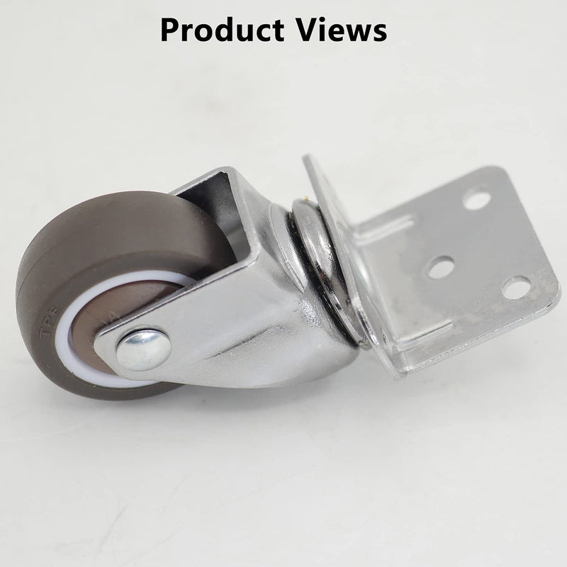  [AUSTRALIA] - Casoter 1.25"(32mm) L-Clip Plate Swivel Caster, Ball Bearing L-Shape Side Mount Plate TPE Rubber Wheel Metal Housing, 4 Pack Total Load Capacity 113Lbs/52Kg for Narrow Install Place of Furniture