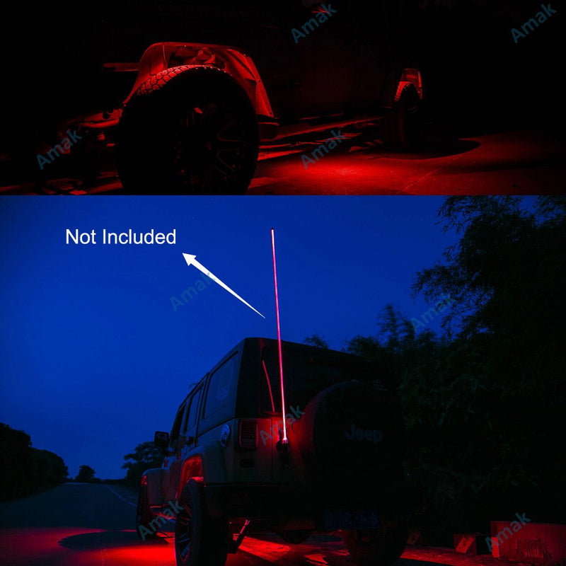 Amak 6 Pods LED Rock Lights Kit Red Underbody Glow Trail Rig Light Waterproof Underglow LED Neon Lights for Jeep Off Road Trucks Car ATV SUV Vehicle Boat - Red - LeoForward Australia