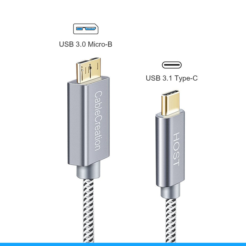  [AUSTRALIA] - CableCreation Short USB C Hard Drive Cable 1FT, USB 3.1 C to Micro B Cable 10Gbps USB C to Hard Drive Cable Compatible with MacBook Pro Air Galaxy S5 My Passport Elements etc, 0.3m Space Gray 1