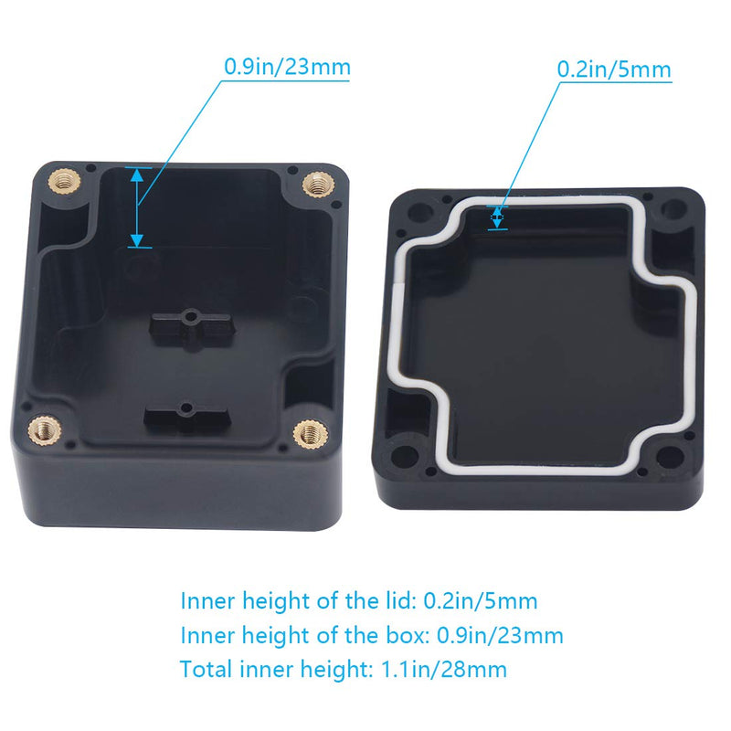  [AUSTRALIA] - Zulkit Waterproof Plastic Project Box ABS IP65 Electrical Junction Box Enclosure Black 2.48 x 2.28 x 1.38 inch (63 x 58 x 35mm) (Pack of 2) 2.48" x 2.28'' x 1.38''(Pack of 2)