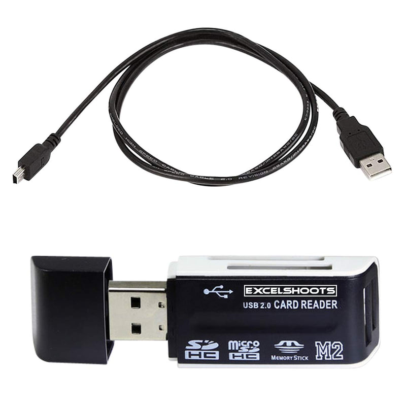  [AUSTRALIA] - Excelshoots USB Cable Works for Canon Powershot ELPH 180 Digital Camera + Card Reader