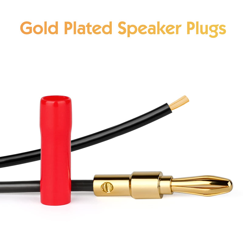  [AUSTRALIA] - 12 Pairs-Banana Plugs for Speaker Wire,24K Gold Plated Connectors,PVC Insulated,Support 12 AWG to 20 AWG Wires