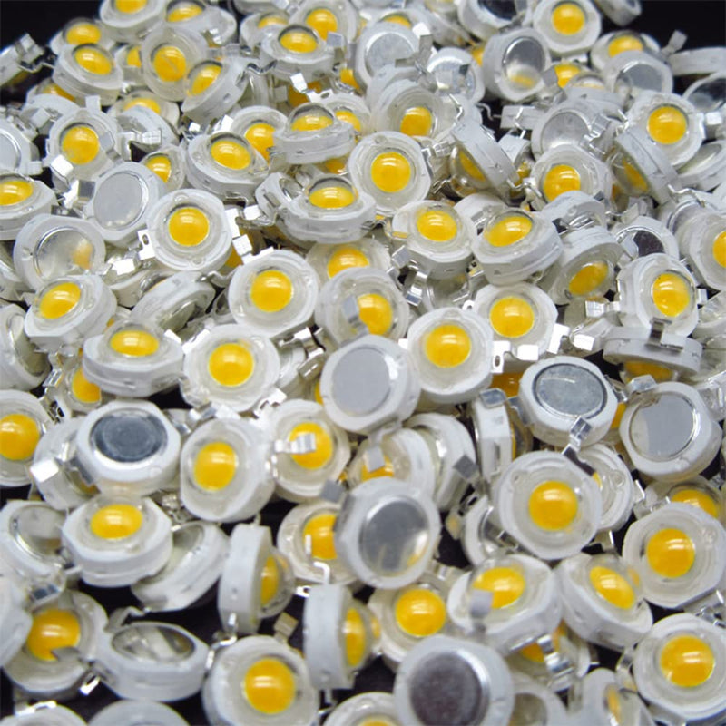  [AUSTRALIA] - Vrabocry 50-pcs high power LED chip 3W warm white (3000K-3500K with input 560mA-700mA connection DC 3V-3.4V with 3 watts) super bright intensity SMD COB light emitter components diode 3W bulb lamp warm white 3000k