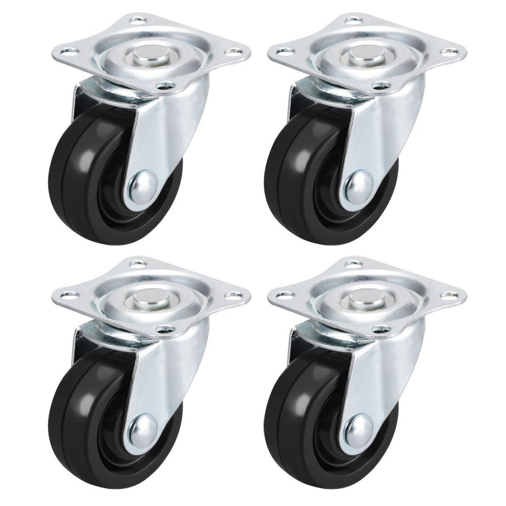  [AUSTRALIA] - uxcell Swivel Caster Wheels 1.5" Rubber with 360 Degree Top Plate 44LBS Capacity for Furniture Carts Workbench, Black, Pack of 4 1.5 Inch