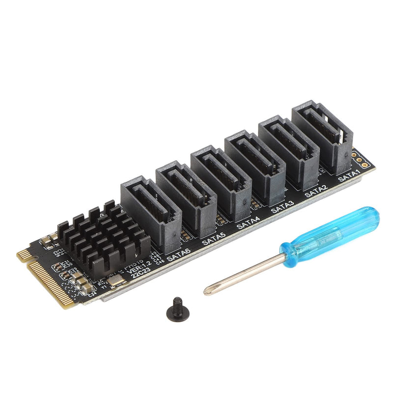 [AUSTRALIA] - Zyyini M.2 to SATA3.0 Expansion Card, 6Gbps High Speed Riser Card with ASM1166 Chip, Aluminum Alloy Heat Sink, Plug and Play, Smart Indicator
