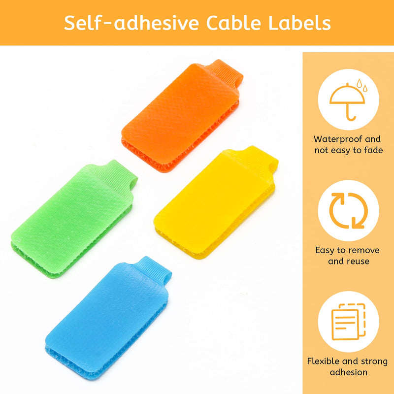  [AUSTRALIA] - Self-Adhesive Identification Cable Tags 40P, Anglekai Wire Labels for Office Cable Tags 4 Color Write Cables Label Tags Wire Identification Label for Cables, Electronics Wire Management Cord Label
