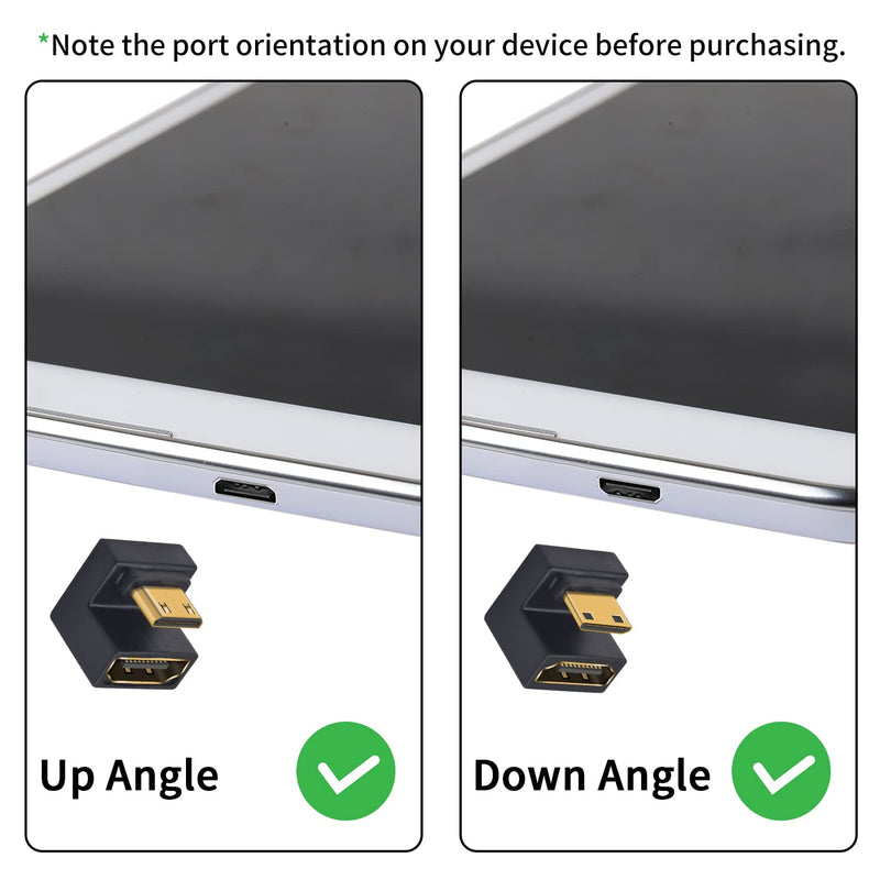  [AUSTRALIA] - Poyiccot U Shaped Mini HDMI to HDMI Adapter, 180 Degree Angled Mini HDMI Male to HDMI Female Adapter for 8K/4K 3D 1080P Digital Cameras, Monitors, DVRs (Up Down Angled Mini HDMI 2.1 Adapter)