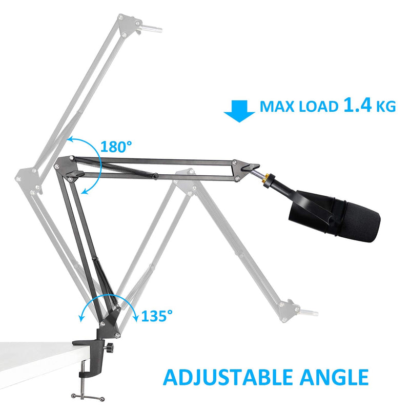  [AUSTRALIA] - MV7 Boom Arm Mic Stand with Pop Filter, Adjustable Suspension Boom Scissor Arm Stand with Pop Filter Compatible with Shure MV7 and SM7B Microphone by SUNMON