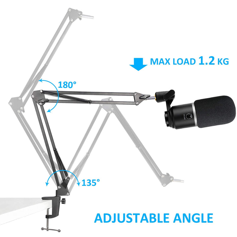  [AUSTRALIA] - K670 USB Mic Boom Arm with Foam Windscreen, Suspension Boom Scissor Arm Stand with Pop Filter Cover Compatible with Fifine K670 K658 Microphone by SUNMON Mic Stand and Pop Filter