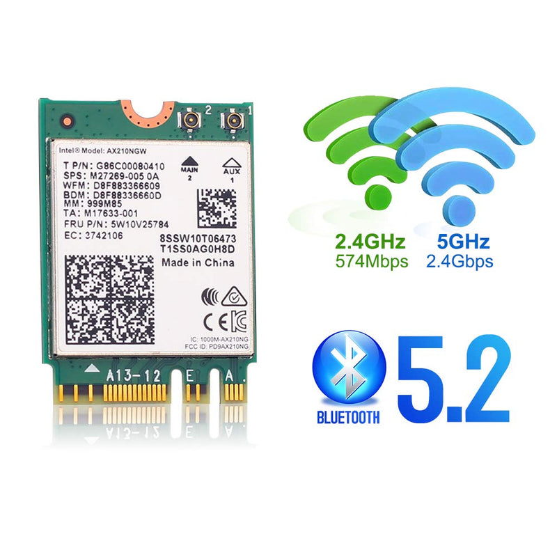  [AUSTRALIA] - FocusFoto AX210NGW Dual Band WiFi Card 6E Intel NGFF 802.11AX 3000Mbps 2.4Ghz/5Ghz Wi-Fi Card with Bluetooth 5.2 for Laptop PC