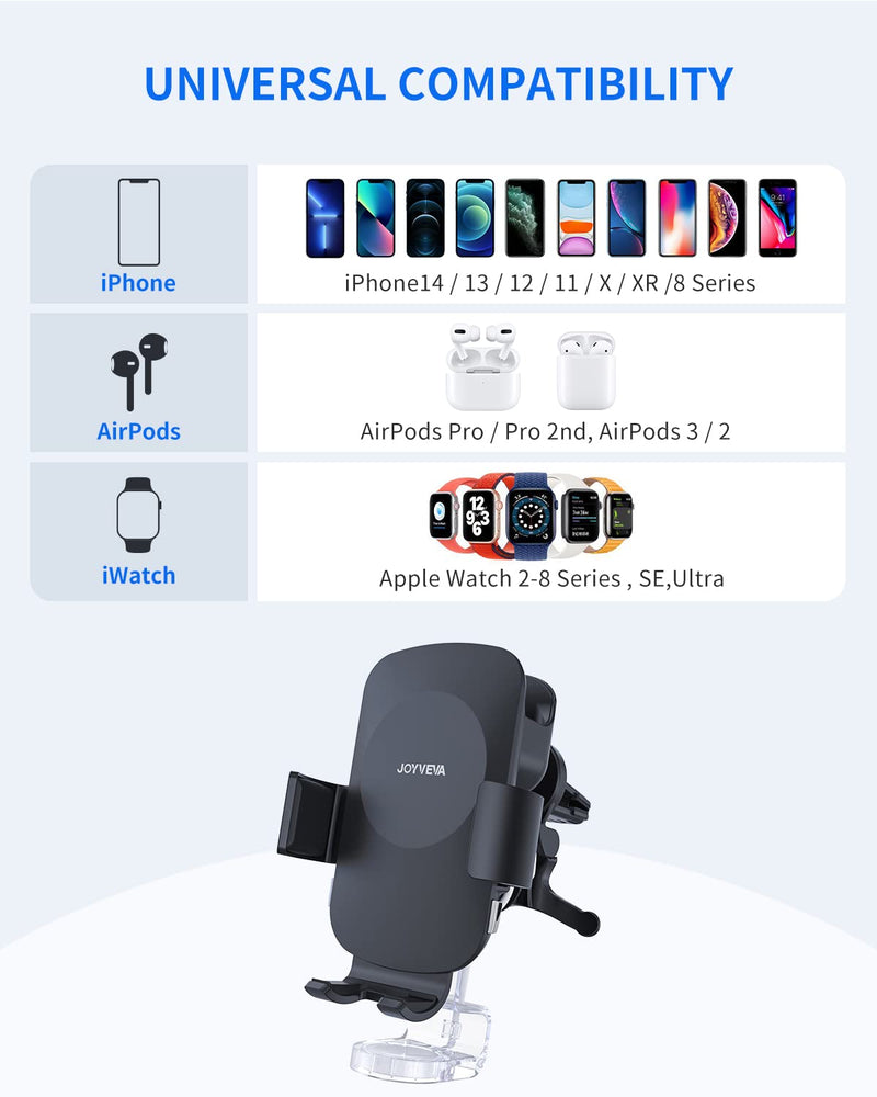  [AUSTRALIA] - 3 in 1 Wireless Car Charger for iPhone/Apple Watch/AirPods, Auto-Clamping Car Charging Mount, Car Phone Holder Charger for iPhone14/13/12/11/X/8, Apple Watch 8/7/6/5/4/3/2/SE, AirPods Pro 2/Pro/3/2