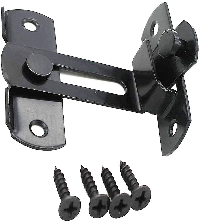  [AUSTRALIA] - Flip Door Sliding Latch,90 Degree Stainless Steel Latch,Safety Sliding Barn Door Lock,Latch Lock,Right Angle Curved Door,Prevent Corrosions 1 Black