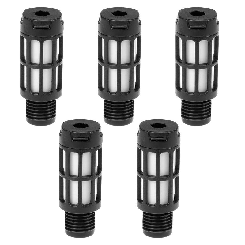  [AUSTRALIA] - uxcell Plastic Pneumatic Muffler Exhaust Air Line Silencer Smaller 1/4 PT Black, 5pcs