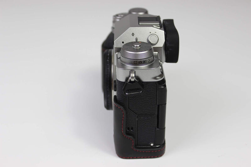  [AUSTRALIA] - X-T4 Case, BolinUS Handmade PU Leather Half Camera Case Bag Cover Bottom Opening Version for Fujifilm Fuji X-T4 XT4 with Hand Strap (Black) Black