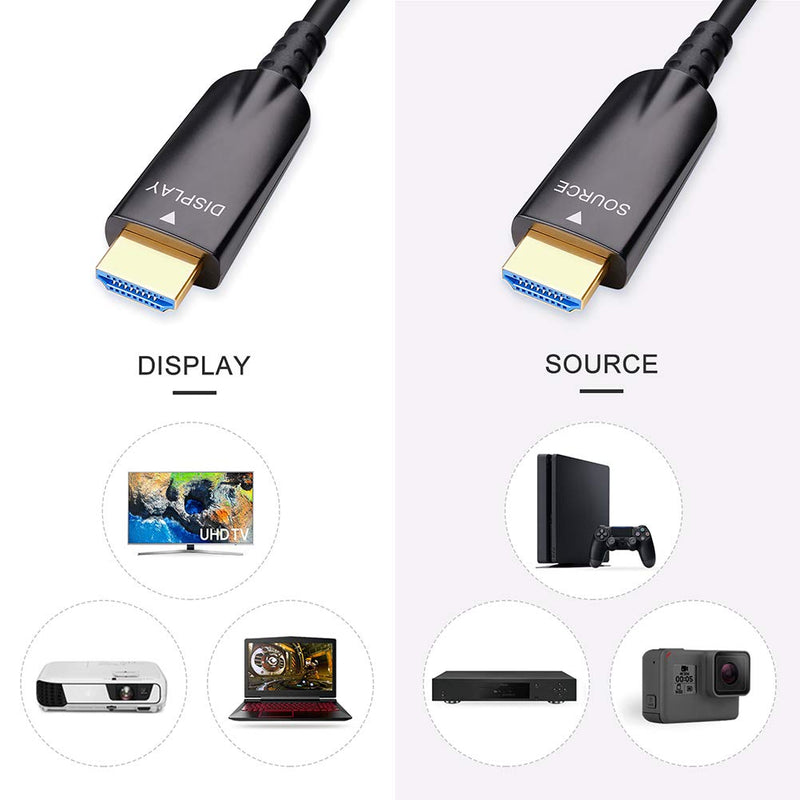 DTECH 25ft Fiber Optic HDMI Cable 4K 30Hz 1080p 60hz HD Video 3D ARC HDCP CEC High Speed Long Cord for Computer Monitor TV Projector (25 Feet, Black) - LeoForward Australia