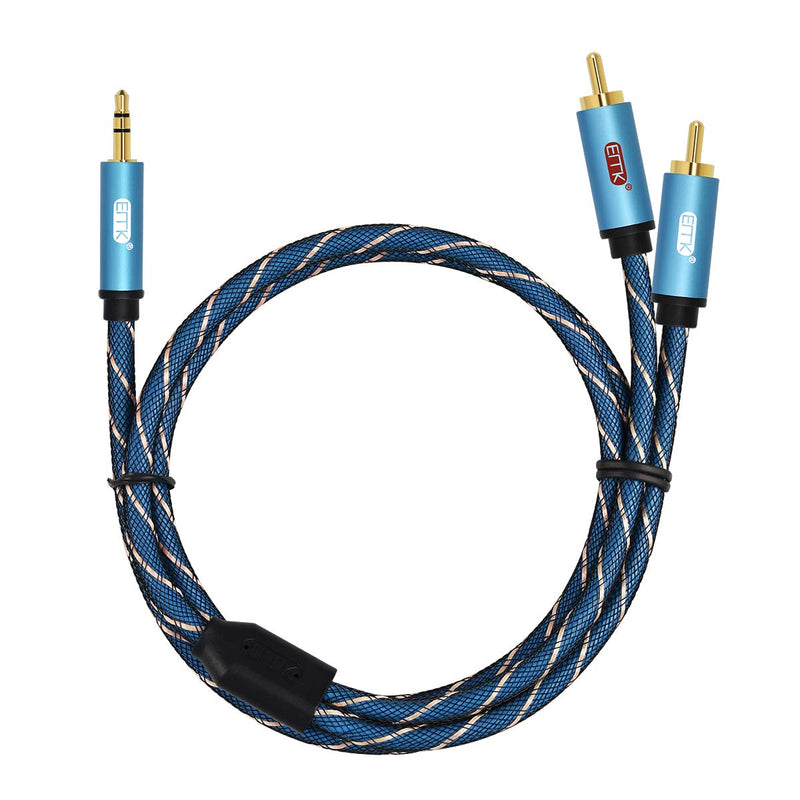 3.5mm Aux to RCA Stereo Splitter Cable[Nylon Braided,Durable and Flexible] EMK Audio Y Adapter Cable - Top Blue Series (6.6Feet/2M) 6.6Feet/2M - LeoForward Australia