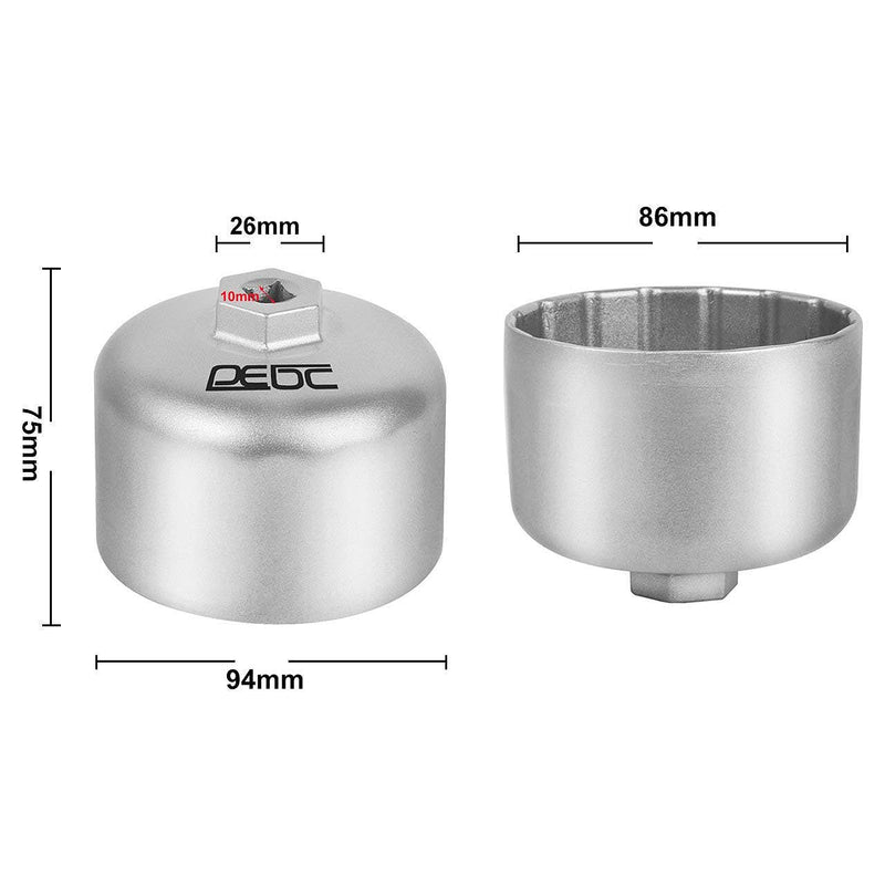  [AUSTRALIA] - DEDC BMW and Volvo Oil Filter Wrench for 86mm Cartridge Style Filter Housing Caps Removal Tool Oil Filter Socket Wrench Kit with 16 Flutes