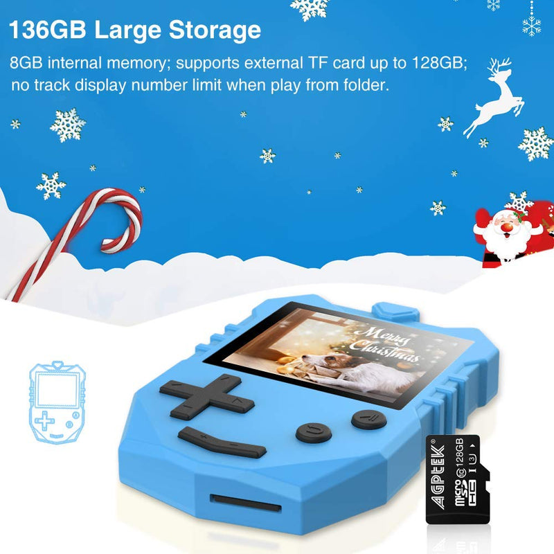  [AUSTRALIA] - MP3 Player for Kids, AGPTEK K1 Portable 8GB Children Music Player with Built-in Speaker, FM Radio, Voice Recorder, Expandable Up to 128GB, Blue, Upgraded Version