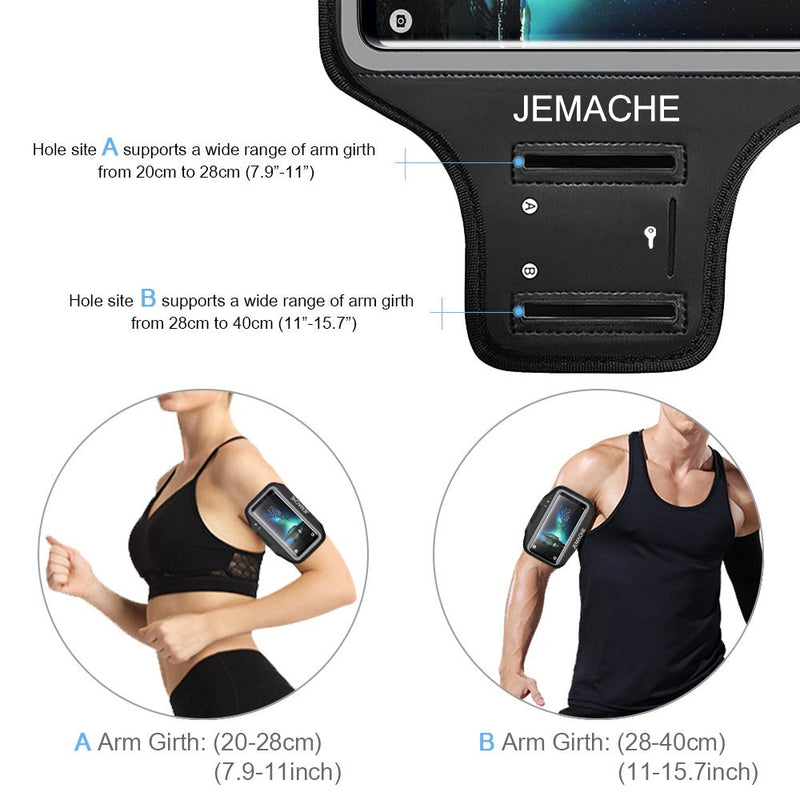  [AUSTRALIA] - Galaxy S10+ S9+ S8+ Armband, JEMACHE Gym Running Workouts Arm Band for Samsung Galaxy S10 Plus/S9 Plus/S8 Plus with Key Holder (Black) Black