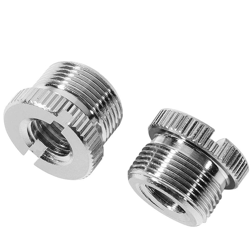  [AUSTRALIA] - 2 Precision-Manufactured Microphone Holder adapters (Nickel-Plated Solid Brass) 5/8 Male to 3/8 Female Adapter, 3/8 to 5/8 Adapter, Male to Female Adapter, Camera Tripod Microphone Holder Accessories (5/8 male to 3/8 female)